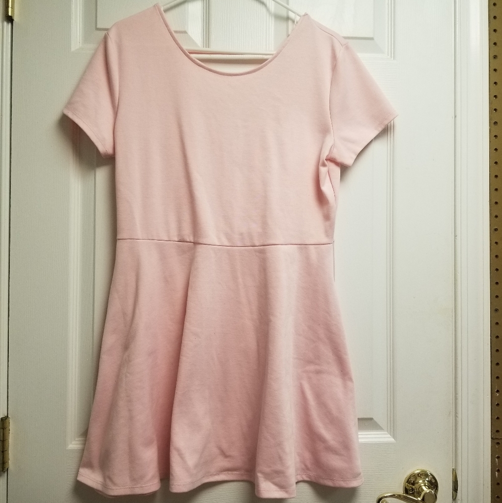 Baby Pink Skater Circle Dress w/ Criss Cross Back